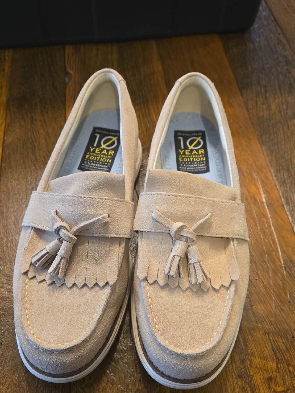 10 Year Edition Suede Tassel Loafers in Light Beige 9.5b Cole Haan